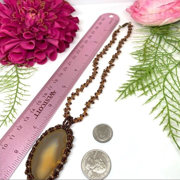 VINTAGE⚜️GENUINE GEODE Glass Beaded Choker Necklace - Picture 9 of 10